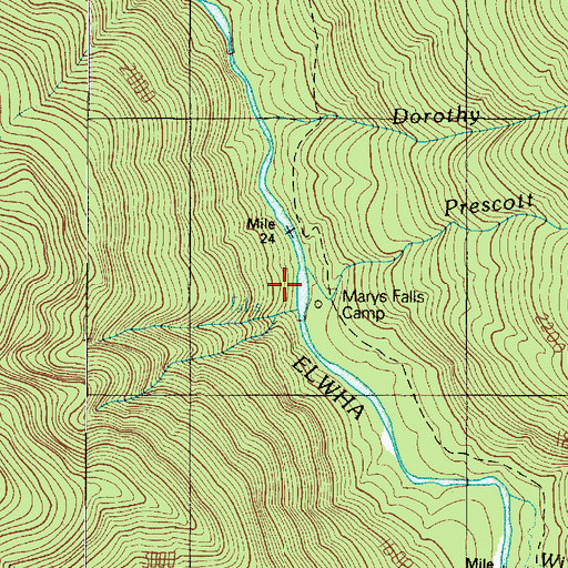 Topographic Map of Prescott Creek, WA