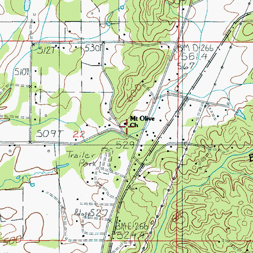 Topographic Map of Mount Olive Baptist Church, AL