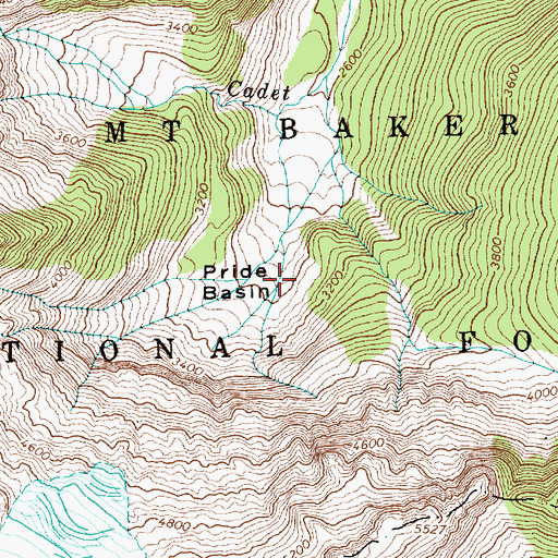 Topographic Map of Pride Basin, WA