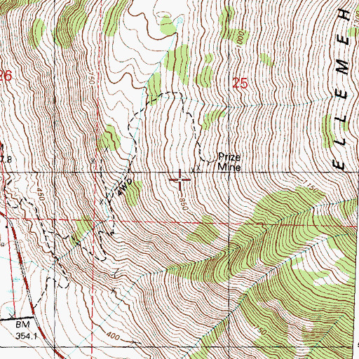 Topographic Map of Prize Mine, WA