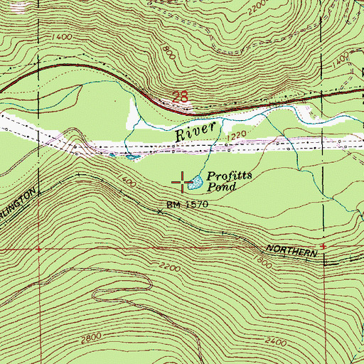 Topographic Map of Profitts Pond, WA