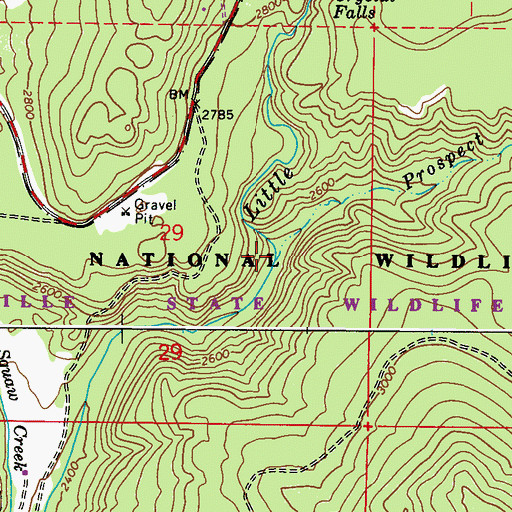Topographic Map of Prospect Creek, WA