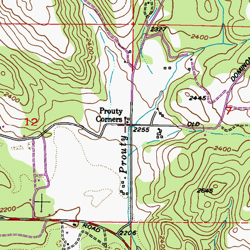 Topographic Map of Prouty Corners, WA
