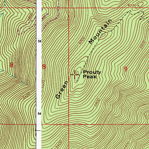 Topographic Map of Prouty Peak, WA