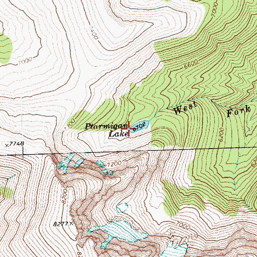 Topographic Map of Ptarmigan Lake, WA
