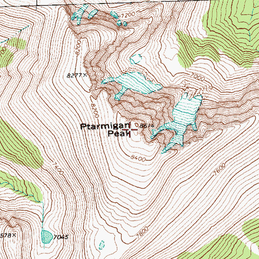 Topographic Map of Ptarmigan Peak, WA