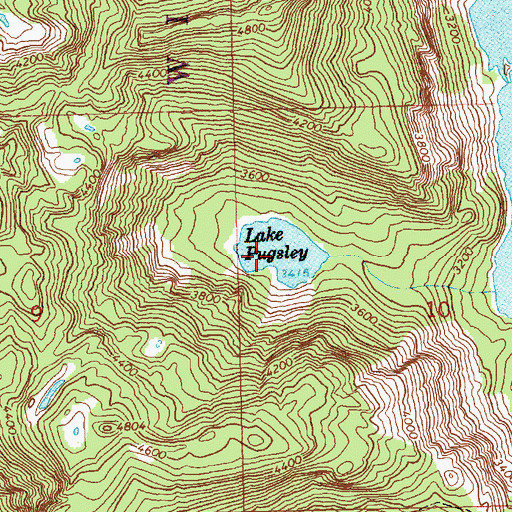Topographic Map of Lake Pugsley, WA