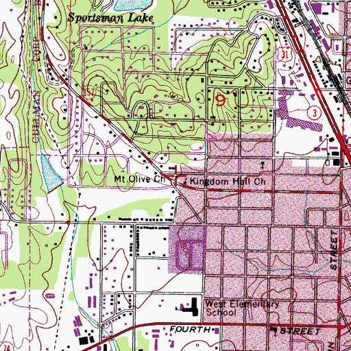Topographic Map of Mount Olive Primitive Baptist Church, AL