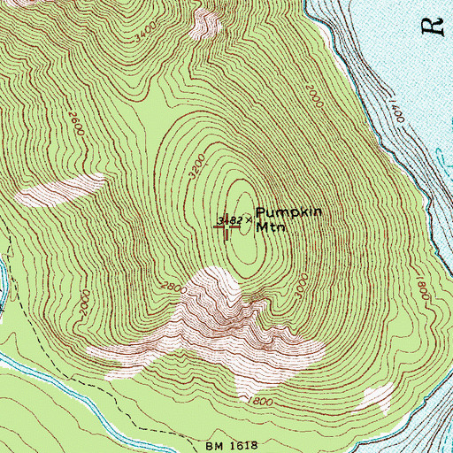 Topographic Map of Pumpkin Mountain, WA