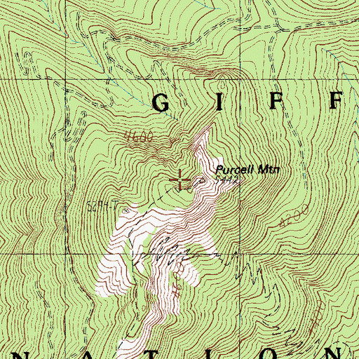 Topographic Map of Purcell Mountain, WA