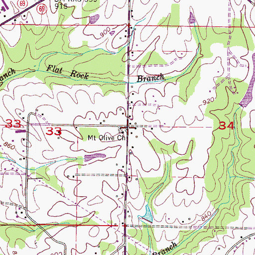 Topographic Map of Mount Olive Congregational Methodist Church, AL