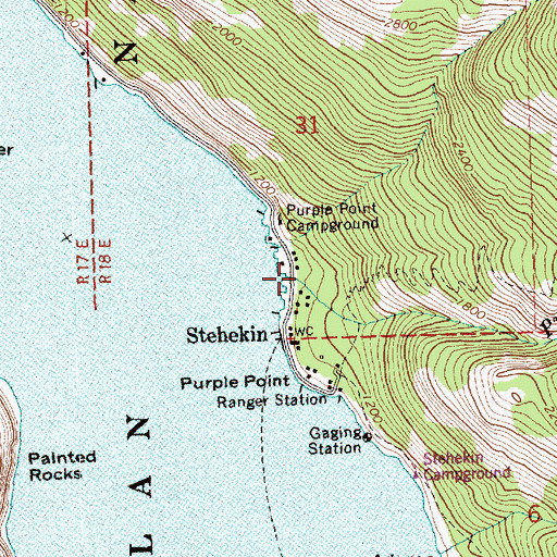 Topographic Map of Purple Creek, WA