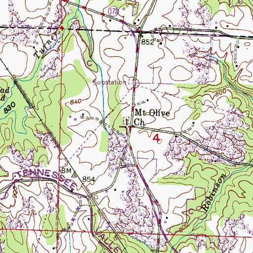 Topographic Map of Mount Olive Baptist Church, AL
