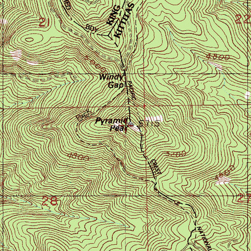 Topographic Map of Pyramid Peak, WA