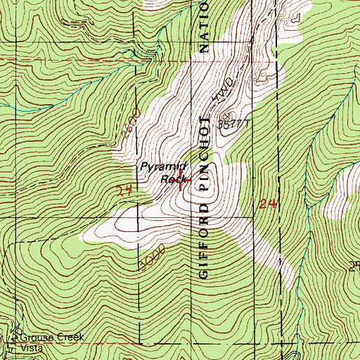Topographic Map of Pyramid Rock, WA