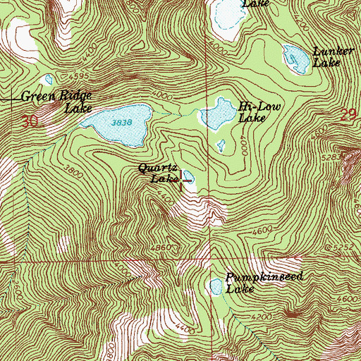 Topographic Map of Quartz Lake, WA