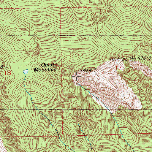 Topographic Map of Quartz Mountain, WA