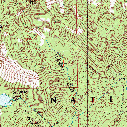 Topographic Map of Queen Bee Mine, WA