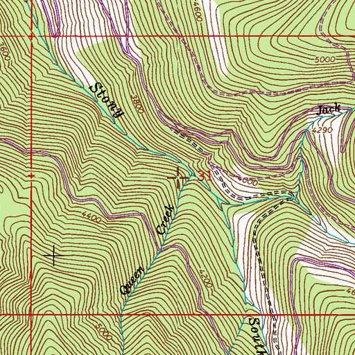 Topographic Map of Queen Creek, WA