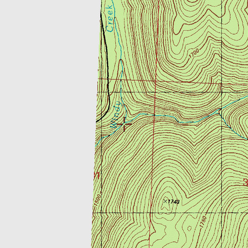 Topographic Map of Queer Creek, WA