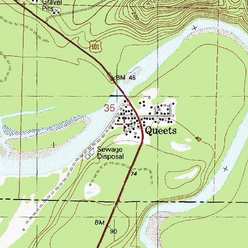 Topographic Map of Queets, WA