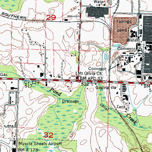 Topographic Map of Mount Olivia Church, AL