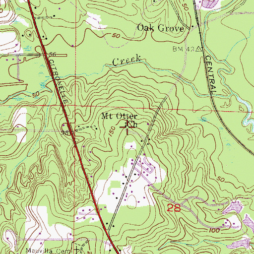 Topographic Map of Mount Pilgrim Baptist Church, AL
