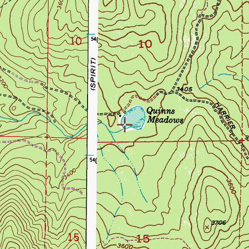 Topographic Map of Quinns Meadows, WA