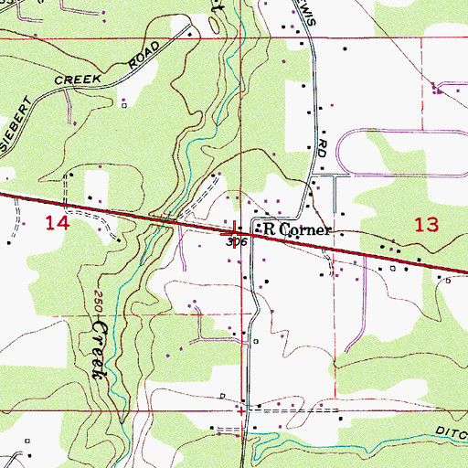 Topographic Map of R Corner, WA