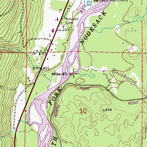 Topographic Map of Racehorse Creek, WA