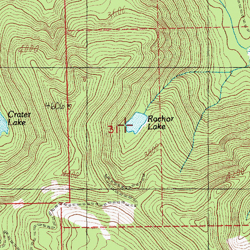 Topographic Map of Rachor Lake, WA