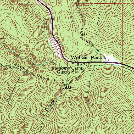 Topographic Map of Rainbow Camp Guard Station, WA