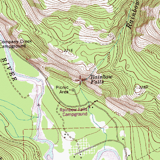 Topographic Map of Rainbow Falls, WA