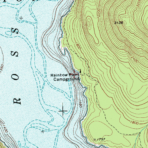 Topographic Map of Rainbow Point Campground, WA