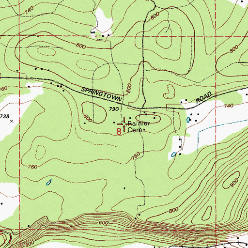 Topographic Map of Rainier Cemetery, WA