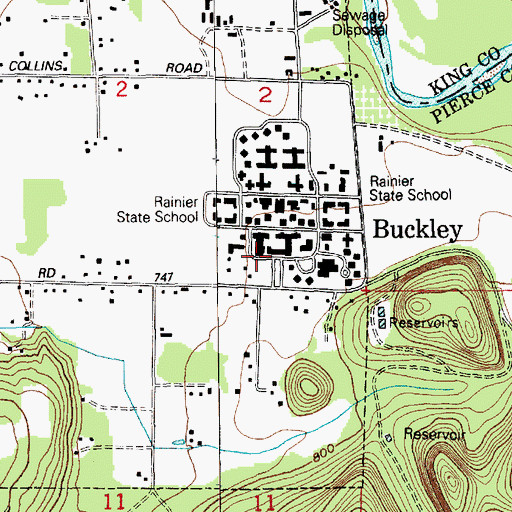 Topographic Map of Rainier State School, WA
