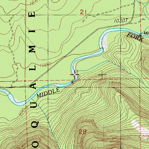 Topographic Map of Rainy Creek, WA