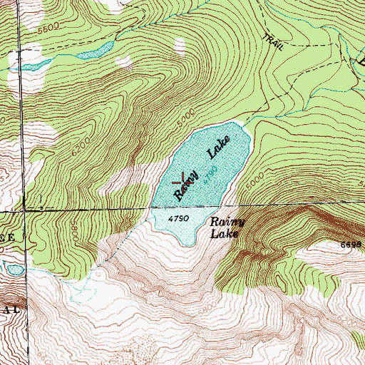 Topographic Map of Rainy Lake, WA