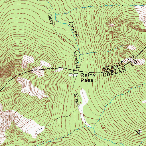 Topographic Map of Rainy Pass, WA