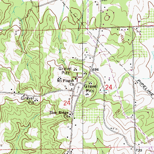 Topographic Map of Mount Pisgah Methodist Church, AL