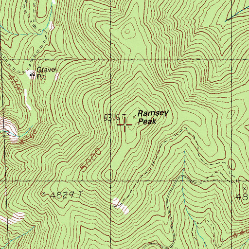 Topographic Map of Ramsey Peak, WA