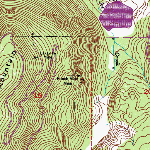 Topographic Map of Ranch View Mine, WA