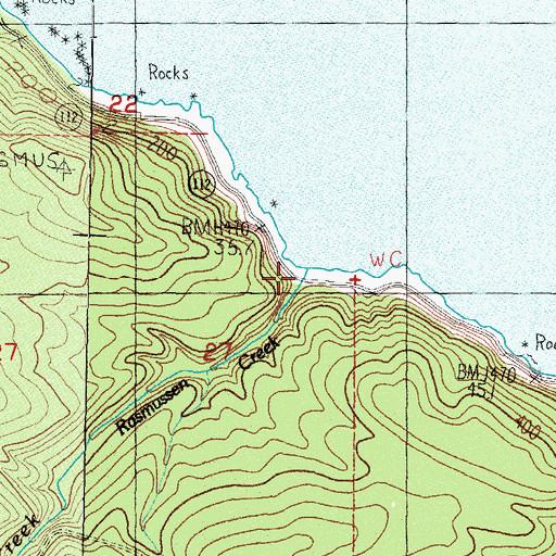 Topographic Map of Rasmussen Creek, WA