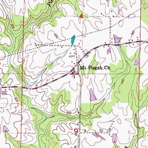 Topographic Map of Mount Pisgah Upper Cumberland Presbyterian Church, AL