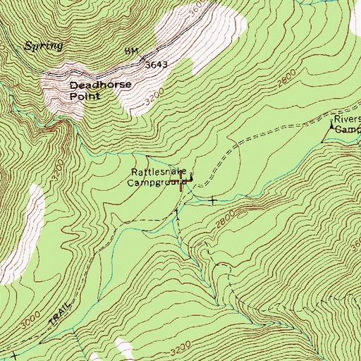 Topographic Map of Rattlesnake Campground, WA