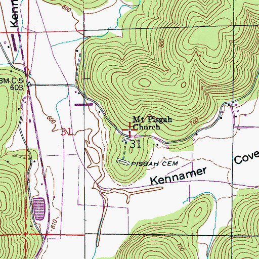 Topographic Map of Mount Pisgah Primitive Baptist Church, AL