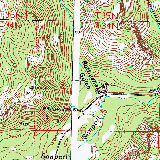 Topographic Map of Rattlesnake Gulch, WA