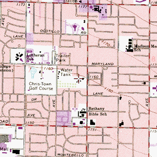 Topographic Map of Zuni Park, AZ