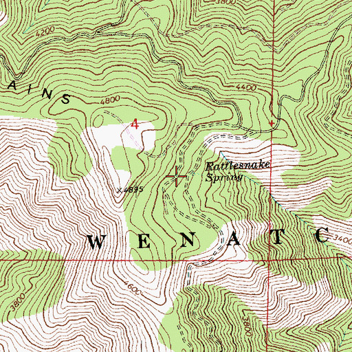 Topographic Map of Rattlesnake Spring, WA