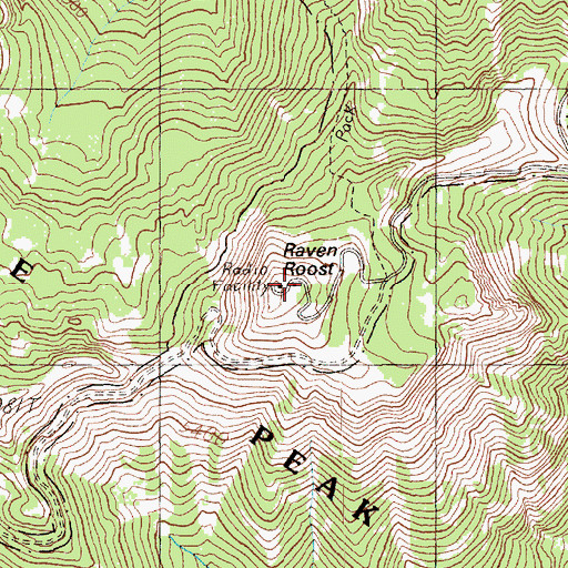 Topographic Map of Raven Roost Lookout, WA